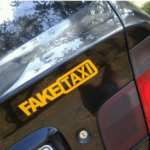 Samolepka Fake taxi na auto v Brne
