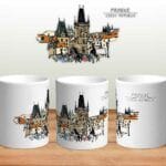 Bílý keramický hrnek Prague - Charles Bridge s potiskem v Brně