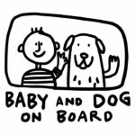 samolepka Dítě a pes v autě