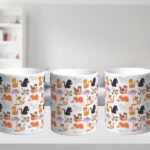 Bílý keramický hrnek kočičky