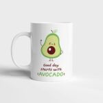 Bílý keramický hrnek Good day starts with AVOCADO