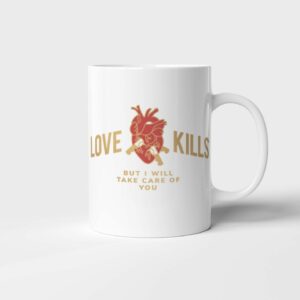 Bílý keramický hrnek Love Kills