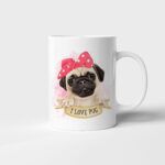 Bílý keramický hrnek Mops I Love Pug